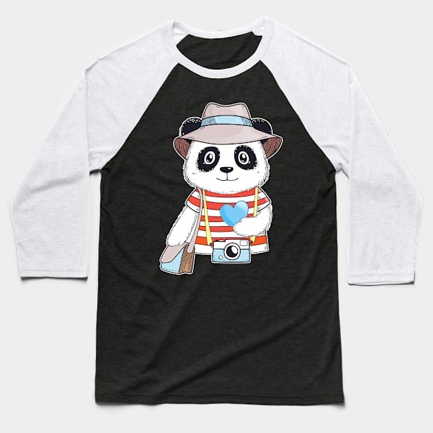 Traveler Panda Baseball T-Shirt by Olya Yatsenko